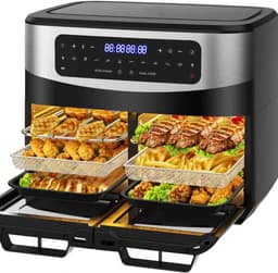 Airfryer Dubbele Zone - XXL Airfryer - Gezond Koken - Dubbel Raam - 12 Liter - Zwart — thumbnail 1