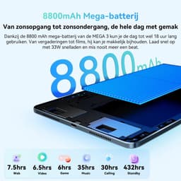 Blackview Mega 3 Tablette - 12,1 pouces - Android 15 - 4G LTE+ - 36 GB RAM - 256 GB ROM - 8800 mAh - 120Hz - 13 Mpx + 50 Mpx - Gemini AI 2.0 - Grijs — thumbnail 3