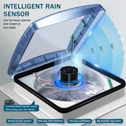 Trendique - Dakventilator - Plafondventilator - Afzuigventilator met regensensor - Luchtventilatie - Omkeerbare afzuigventilator - Voor Caravan of Camper - 40 x 40 cm 10 snelheden — thumbnail 4