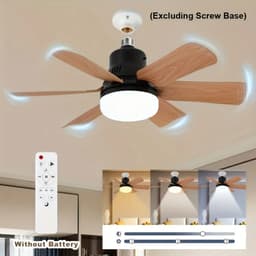 Nivard Plafondventilator - Met Verlichting - Plafond Ventilator - Met Lamp - Plafonniere Met Ventilator - Met Licht - Zwart - 51cm — thumbnail 3