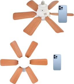 Bovista Plafondventilator - Met Verlichting - Plafond Ventilator - Met Lamp - Plafonniere Met Ventilator - Met Licht - Zwart/Hout - 51cm — thumbnail 2