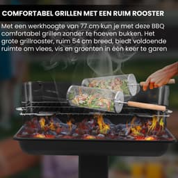 Muntel® Houtskoolbarbecue - Zuil barbecue - BBQ - Asopvangbak - Schuifregelaar - RVS - Zwart — thumbnail 3