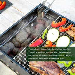 Compacte mini-barbecue houtskool draagbaar en inklapbaar roestvrijstalen grill - tafelgrill voor picknick, tuin, terras en camping - reizen - 43 x 29 x 23 cm. — thumbnail 5