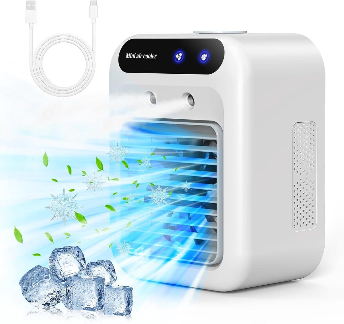 Mini airco - Kleine airco - 1800mAh Draagbare airconditioner - 25W oplaadbare persoonlijke mini airco - met dubbele sproeier en 2 snelheidsinstellingen - voor slaapkamer bureau kantoor en buitengebruik — afbeelding 1