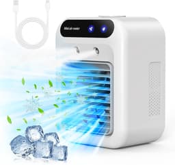 Mini airco - Kleine airco - 1800mAh Draagbare airconditioner - 25W oplaadbare persoonlijke mini airco - met dubbele sproeier en 2 snelheidsinstellingen - voor slaapkamer bureau kantoor en buitengebruik — thumbnail 1