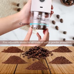 Upgrade draagbare braamkoffiemaler, elektrische koffiebonenmaling, instelbare braammolen met 5 precieze maalstanden voor druppel-/espresso-/French presses — thumbnail 3