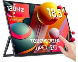 Serolux® - Pc - Monitoren - Portable Monitor – Draagbare Monitor 18.5 Inch – Touchscreen - 1920 x 1080p - Full HD - Refresh rate 120 Hz - USB-C - Mini-HDMI - 3.5 mm audio - USB OTG - Zwart