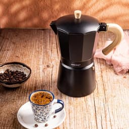 Kinghoff Aluminium Espressomaker KH-1887 – 9 Kopjes – Zwart Met Houten Handvat – Geschikt voor Inductie - 450ml - Percolator — thumbnail 4