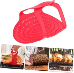 Siliconen kalkoen braadsling Opvouwbare bakmand voor snelkookpannen Anti-aanbak Gemakkelijk schoon te maken Draagbaar ontwerp voor het tillen van zware braadstukken Gevogelte en barbecue — thumbnail 4