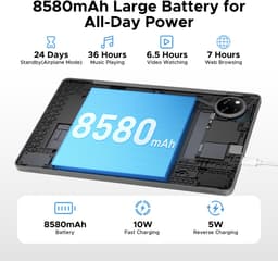 DOOGEE Tab A9 Pro+ - Tablet - 30GB RAM (6GB+24GB) - 128GB ROM（TB/TF）- 11Inth 90Hz HD+ - 8580mAh - Android 15 - Unisoc T7200 - Dual Speakers - Grijs — thumbnail 5