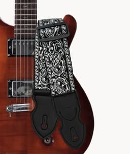 P&P® - Professionele Verstelbare Stevige Gitaarband - Guitar strap Band - Luxe Gitaarriem - Bas/Elektrische /Akoestische/ Klassieke Gitaar - Geborduurd Grijs - Zwart -Wit — thumbnail 4