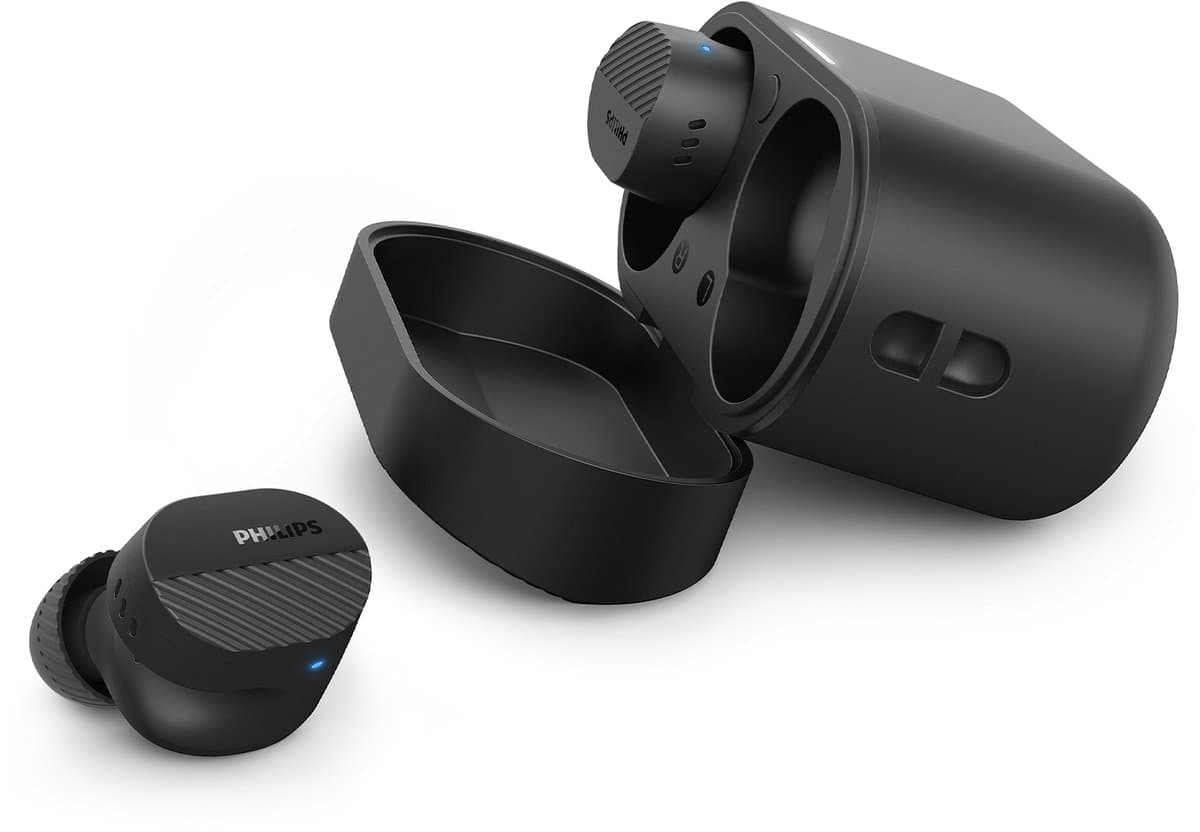 PHILIPS TAT5000BK/00 oordopjes - Perfect, natuurlijk geluid Noise Canceling Pro (Ruisonderdrukking) - 40 uur afspreeltijd - Multi-Point verbinding - App control - 6-mic-technologie - Betrouwbare pasvorm voor in het oor - Zwart — afbeelding 1