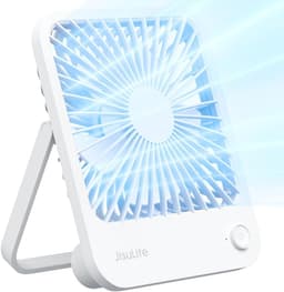 Bureauventilator - Draagbare Ventilator - Kleine Ventilator - Opvouwbare Ventilator - Ventilator Tafelmodel - Oplaadbare Ventilator - Stille Ventilator - USB Ventilator - Mini Ventilator - Ventilator Voor Bureau - 4500mAh - 4 Snelheden - Wit — thumbnail 1