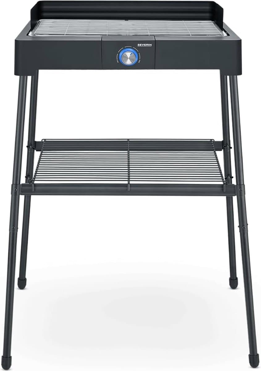 PG 8566 Staande barbecue met roestvrij stalen grillrooster en onderstel en afzettingsrooster, elektrische grill met snelle grillstart, balkongrill zonder verbrandingsgevaar, zwart — afbeelding 1