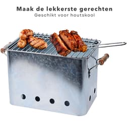 Draagbare BBQ - Kleine Barbecue voor Camping - Houtskoolbarbecue - Compact Ontwerp - 72x24cm - Zink - Inclusief EBOOK — thumbnail 2