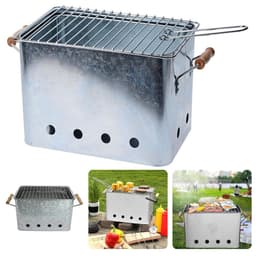 Draagbare BBQ - Kleine Barbecue voor Camping - Houtskoolbarbecue - Compact Ontwerp - 72x24cm - Zink - Inclusief EBOOK — thumbnail 1
