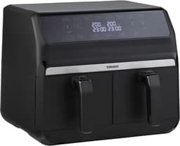 Luxe Dubbele Airfryer – Duo Heteluchtfriteuse – 2 Onafhankelijke Kookzones – 8 Automatische Menu’s – 2x 4 Liter – Modern Display – 1700W – Zwart — thumbnail 1