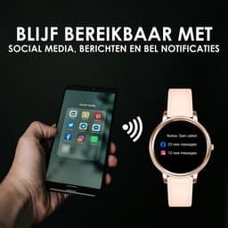 Darenci Smartwatch Classy Pro - Smartwatch dames - Smartwatch heren - Activity Tracker - Touchscreen - Lederen band - Dames - Heren - Horloge - Stappenteller - Bloeddrukmeter - Verbrande calorieën - Zuurstofmeter - Roségoud - Roze - Spatwaterdicht — thumbnail 5