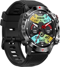 WizBay Premium Select® 1.39inch Sport Smartwatch Dames Heren TFT - Bluetooth Call - Magnetic Laden - Slaap Hart Monitor - O2 en Bloeddrukmeter - 100+ Sport Modi - Message - Alu Mat Zwarte Case - Smartwatches - Zwarte TPU Band — thumbnail 1