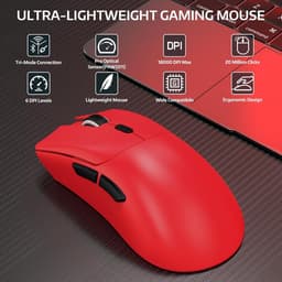 ATTACK SHARK R1 Draadloze Gaming Muis - Wired/2.4G/BT5.2 - Lichtgewicht 59G - PAW3311 - 18000DPI - Rood — thumbnail 4