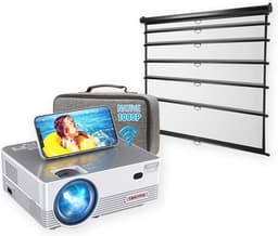 UpLiving® LCD Mini Beamer met Projectiescherm | Behuizing Zwart en 236cm Breed | 100 inch 16:9 | | Met WiFi | Met Bluetooth | Native Full HD | 10.000:1 Contrastratio | 8.000 Lumen | Projector - Afstandsbediening - Draagtas — thumbnail 1