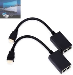 HDMI-extenderset met zender en ontvanger, 1080p Full HD, 30 m overdracht via Cat5e/Cat6-kabel, LAN-ethernet-Balun-repeater voor HDMI-signalen, compatibel met tv, beamer en gam — thumbnail 1