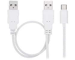 USB-C naar 2x USB-A Y-kabel - Extra stroom voor externe harde schijf en mobiele apparaten