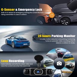 2K Dashcam Auto Voor Achter 4 kanalen, 360 Graden Dashcam 3 Inch met APP, Nachtzicht IR, Loopopname, G-Sensor, parkeerhulp, 24-uurs parkeermodus — thumbnail 5
