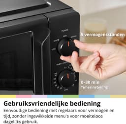 SNJY® Magnetron Vrijstaand - Microgolf - Microwave - 20 Liter - 700 W - Zwart — thumbnail 3