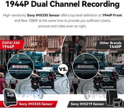 Dash Cam Dual Car Camera – 1944P HD – WiFi – Voor & Achter – 24H Parkeerbeveiliging – D²save Opslag – Zonder Geheugenkaart — thumbnail 3
