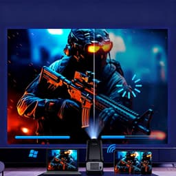 Smart Projector - Draagbare mini-projector – Full HD-projector - Ingebouwde Android TV, Wi-Fi en draaibare luidsprekers – Android 11-projector – Home cinema-projector – Zwart — thumbnail 2