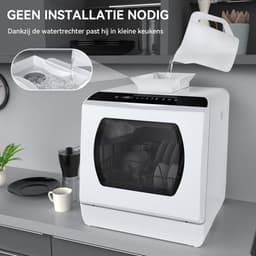 TYR® Mini Vaatwasser - Vrijstaande Vaatwasser - Afwasmachine - Wit - 43cm x 43cm x 46cm — thumbnail 5