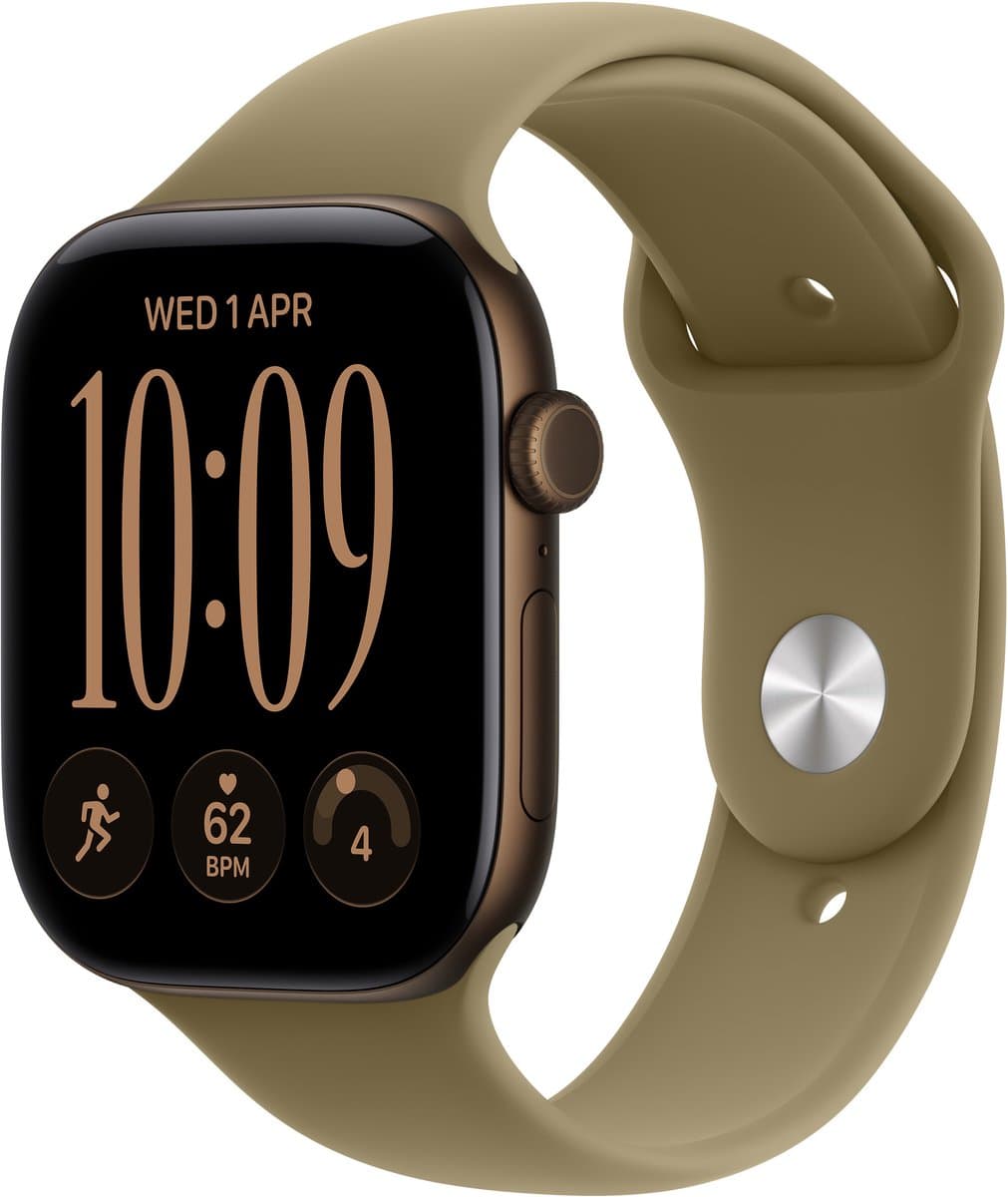 APPLE Watch Series 12 GPS 46mm - Dark Bronze Aluminium Case - Sport Band - S/M - Smartwatch Olive — afbeelding 1