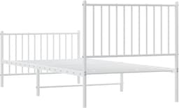 Bedframe met hoofdeinde en voetenplank, wit staal — thumbnail 5
