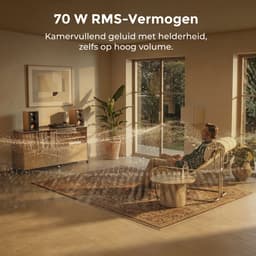 ULTIMEA 3-weg boekenplankluidsprekers met 5,25-inch woofer, 70W RMS, HDMI ARC, Bluetooth, Auracast, voor thuisbioscoop en platenspeler, Een paar, Bruin — thumbnail 5