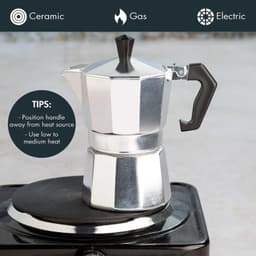 Mokapot - Waterreservoir 100 ml - Gegoten Aluminium - Zilver - Voor Gas, Elektrische en Keramische Kookplaten - Niet voor Inductie — thumbnail 5