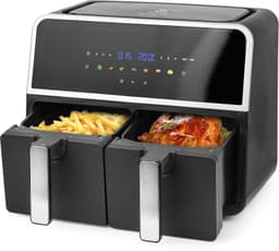 Digitale dubbele heteluchtfriteuse,, frituren met hete lucht zonder extra olie, 2 x 4,5 liter volume, 7 programma's, -functie (beide tegelijk klaar), AF-132833 — thumbnail 2