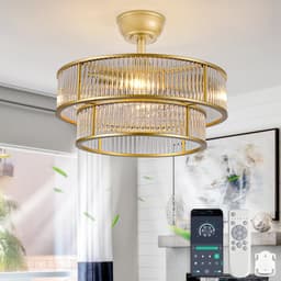 DESMIU Plafondventilator Met Verlichting – 50 Cm – Zes Standen en Bediening via App – ABS – Goudkleurig – Slaapkamer – Tijdschakelaar — thumbnail 1