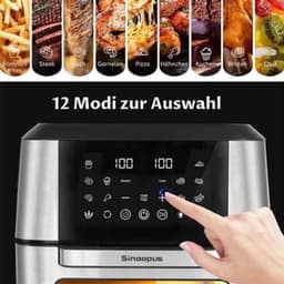 Heteluchtfriteuse - 1800W - 12L Capaciteit - Roestvrij Staal - LED-Touchbediening - Voor Gezond Koken — thumbnail 1