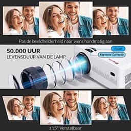 Beamer Wifi Projector - 7500 Lumen Full HD 1080p - 110 Watt Vermogen - LCD - Draagbaar - Voor Thuisbioscoop — thumbnail 4