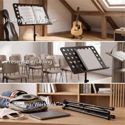Purepeak Muziekstandaard voor Bladmuziek - Lessenaar voor Tablet - Opvouwbaar - Zwart — thumbnail 4