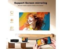 Beamer 1600 ANSI Lumen - 1080P Full HD Resolutie - LCD Scherm - Zwart - Voor Thuisbioscoop En Presentaties
