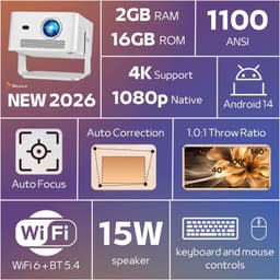 Beamer Full HD 1100 ANSI Lumen - 1080p 4K Upscaling - LED - Draagbaar - Thuisbioscoop Projector — thumbnail 3