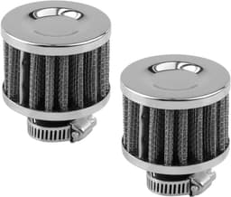 2 stuks auto-lucht- en oliefilters 12 mm, koudeluchtinlaatfilter voor auto-inlaatmodificatie, carterventilatie, zilverkleurig — thumbnail 1