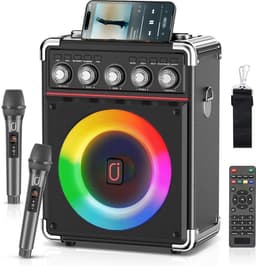 Karaoke Set Volwassenen – Draagbare Bluetooth Speaker Partybox – 2 Draadloze Microfoons – Bluetooth 5.0 – 16.5cm Subwoofer – 3D Geluid & Afstandsbediening — thumbnail 1
