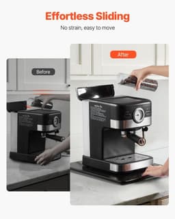 Glijplank voor koffiezetapparaat en keukenmachine - Schuifplateau - 40,6 x 30,5 cm - Rubberen wielen - Handgreep - Makkelijk schoon te maken - Zwart — thumbnail 4