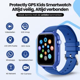 Protectly® GPS Horloge Kind Met Simkaart - 4G - SOS Knop - Smartwatch Kinderen - GPS Tracker Kind - Kinder Smartwatch - Videobellen - HD Camera - Whatsapp en SMS - Elke polsmaat — thumbnail 2