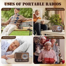 Retro Speaker - Bluetooth Speaker - Am Fm SW Kleine Draagbare Radio - Vintage Speaker - Retro Radio Bluetooth - Retro Radio - Noodradio - 2000mAh Oplaadbare Batterij - Met LED Zaklamp - Ondersteunt TF Kaart, USB, AUX Play - Good — thumbnail 3