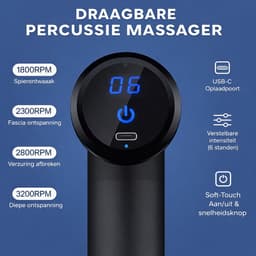 Pure17 Massage Gun – Draadloos Massagepistool voor Sport & Ontspanning – Krachtige Spiermassage – Inclusief Opzetstukken – Oplaadbaar – Zwart – Voor Thuis & Onderweg — thumbnail 3