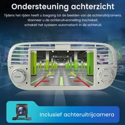 HexinexMarket Quad-Core autoradio Geschikt voor Fiat 500 (2007-2015) - Draadloos CarPlay, Android Auto, GPS Navi, multimediaspeler, 2GB+64GB, Wit — thumbnail 2